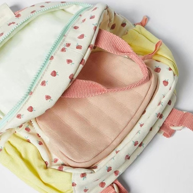 Strawberry print canvas children's backpack