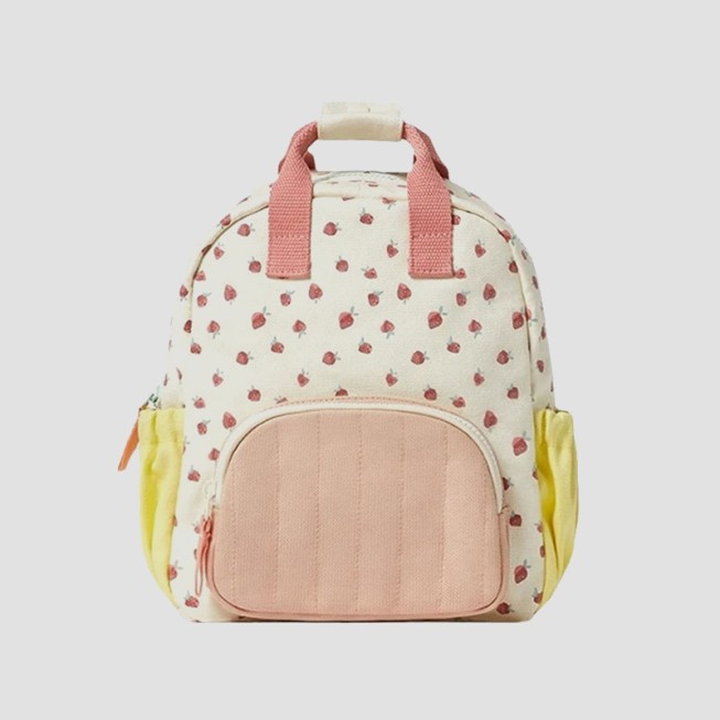 Strawberry print canvas children's backpack