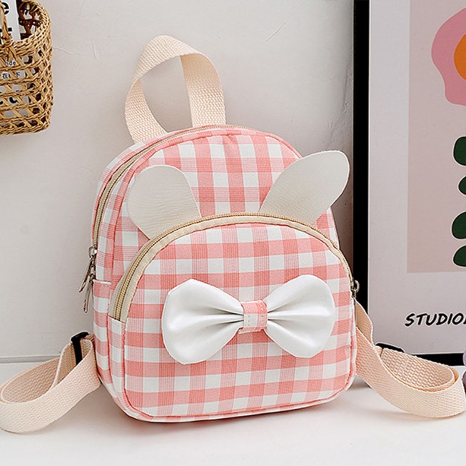 Plaid bow canvas children's backpack