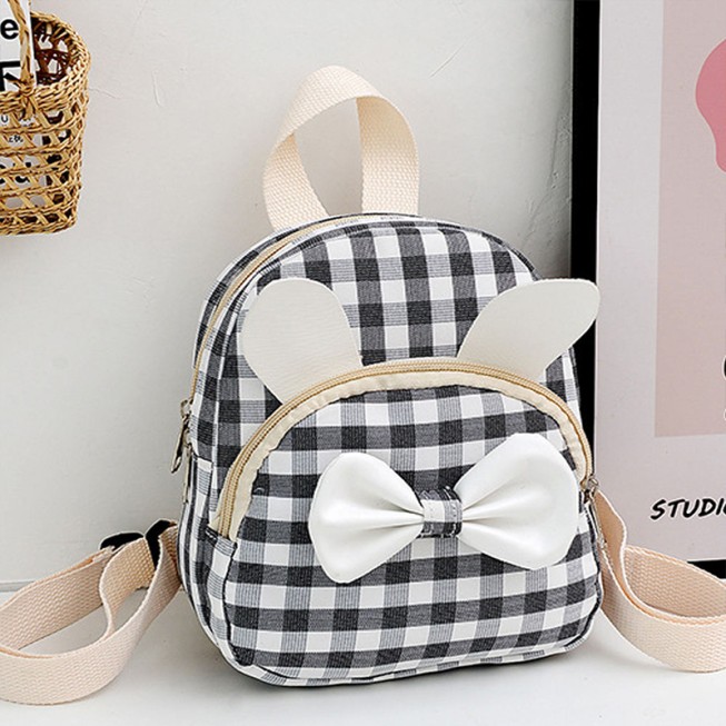Plaid bow canvas children's backpack
