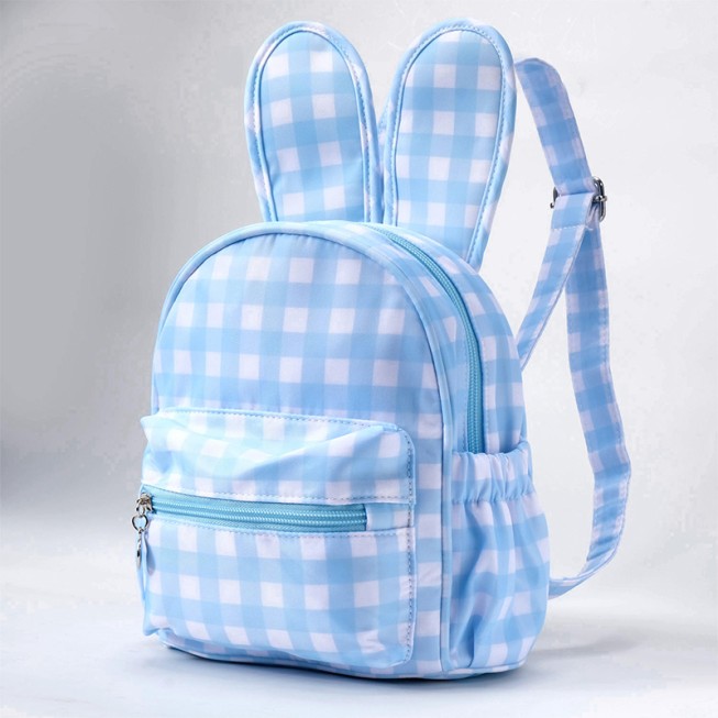 Cute plaid bunny ear children's backpack