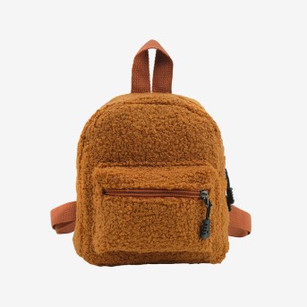 Brown plush comfortable children's backpack