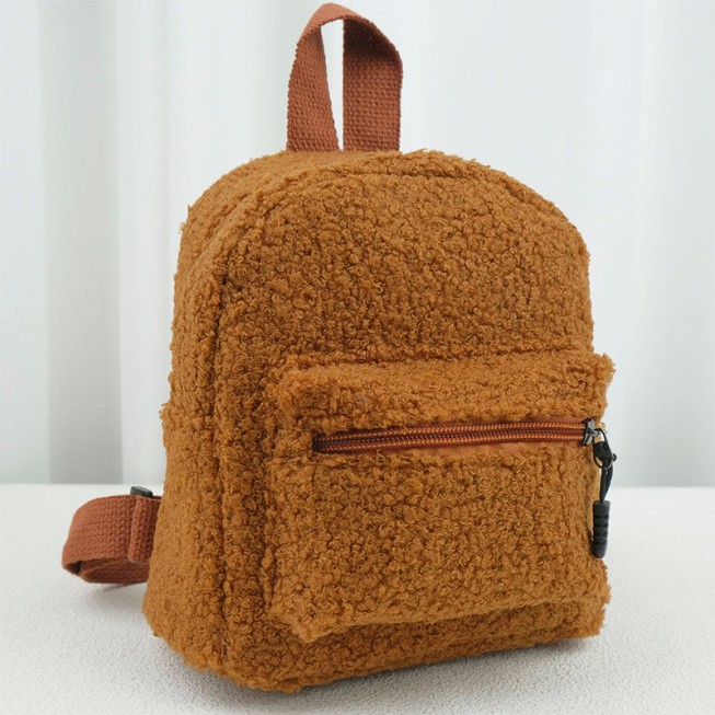 Brown plush comfortable children's backpack Brown plush comfortable children's backpack