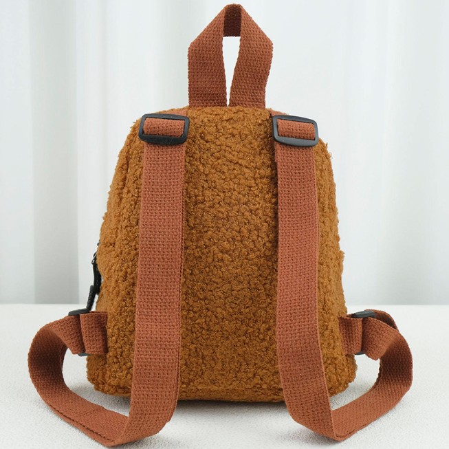 Brown plush comfortable children's backpack