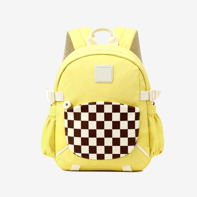 Yellow lightweight checkered children's schoolbag