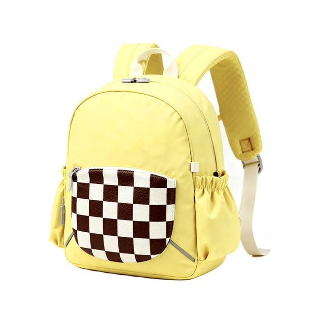 Yellow lightweight checkered children's schoolbag