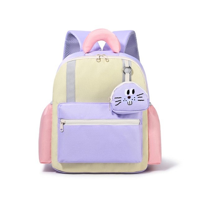 High-quality color-blocked nylon children's backpack