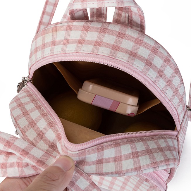 Simple checkered pattern cute children's backpack