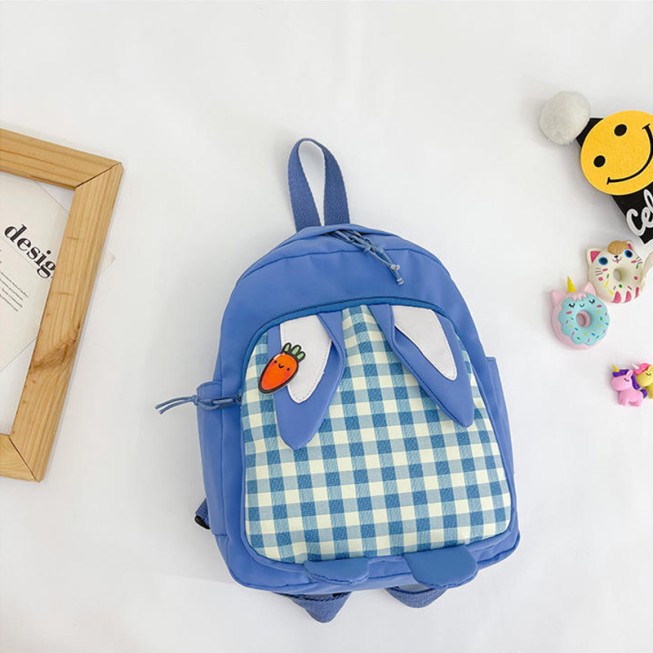Rabbit ear decorative plaid children's backpack