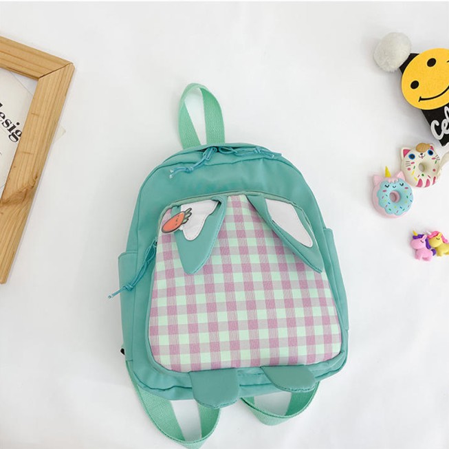 Rabbit ear decorative plaid children's backpack