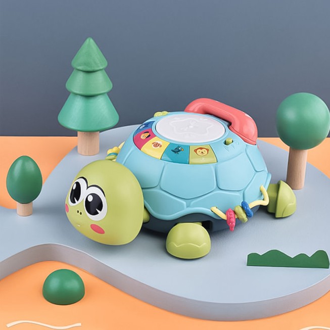 Turtle crawling musical drum story machine