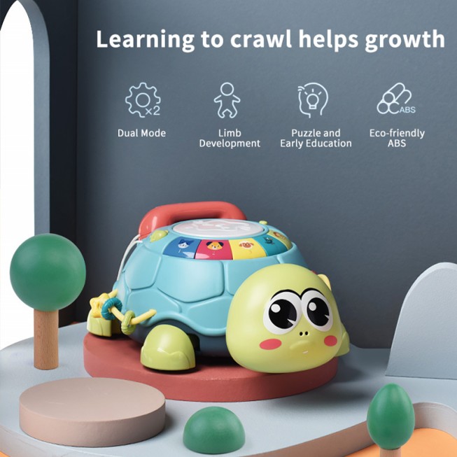 Turtle crawling musical drum story machine